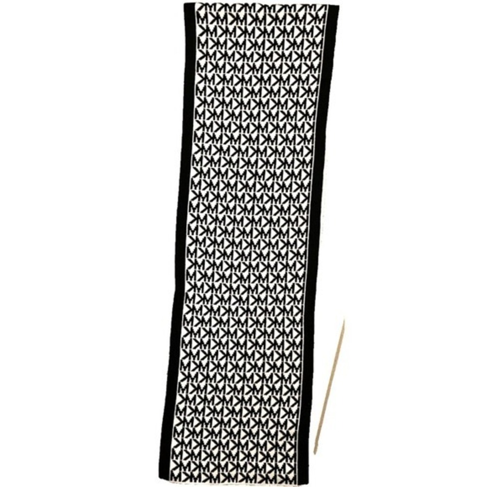 Michael Kors‎ acrylic neck scarf 10"X63" acrylic unisex black white log